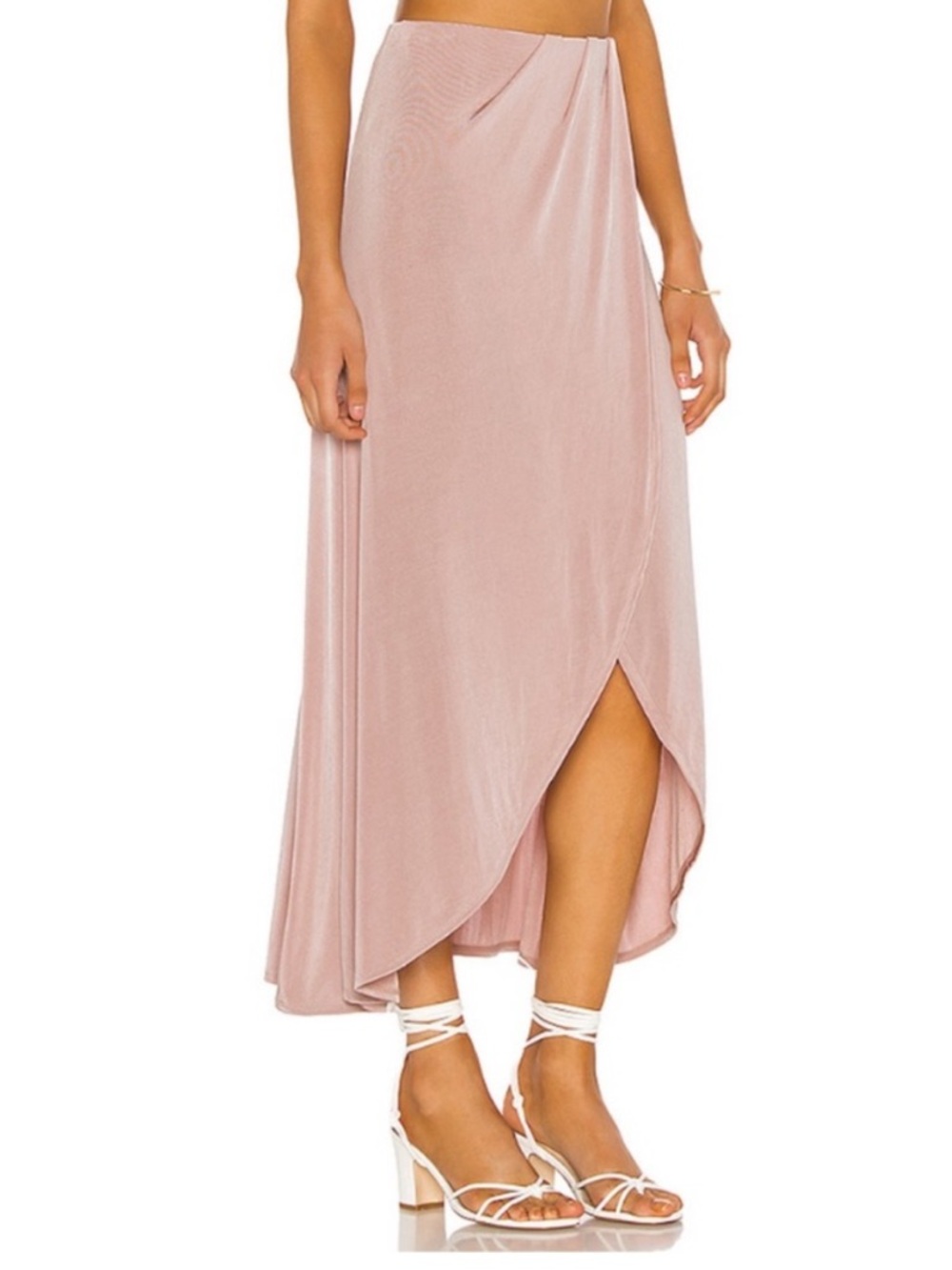 Free People Smoke & Mirrors Faux Wrap Maxi Skirt Dusty Rose